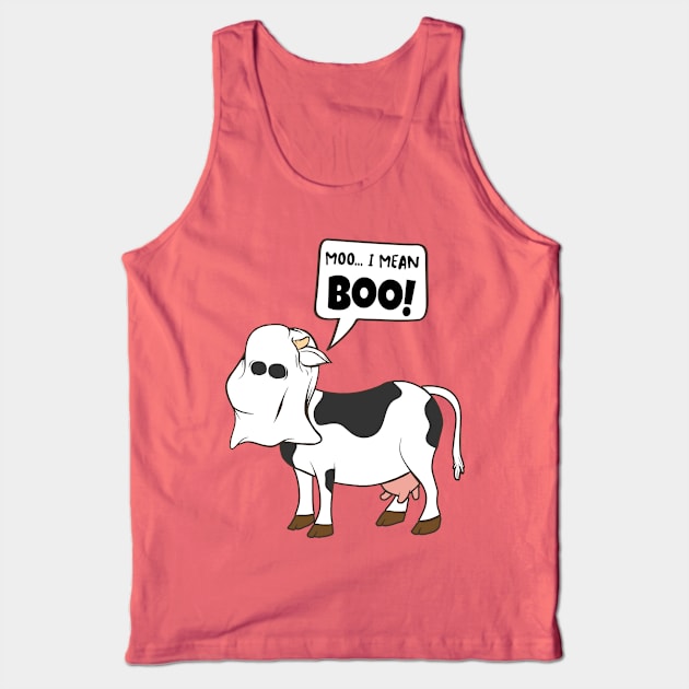 Ghost Cow Moo I Mean Boo Funny Halloween Cow Boo Tank Top by Charaf Eddine